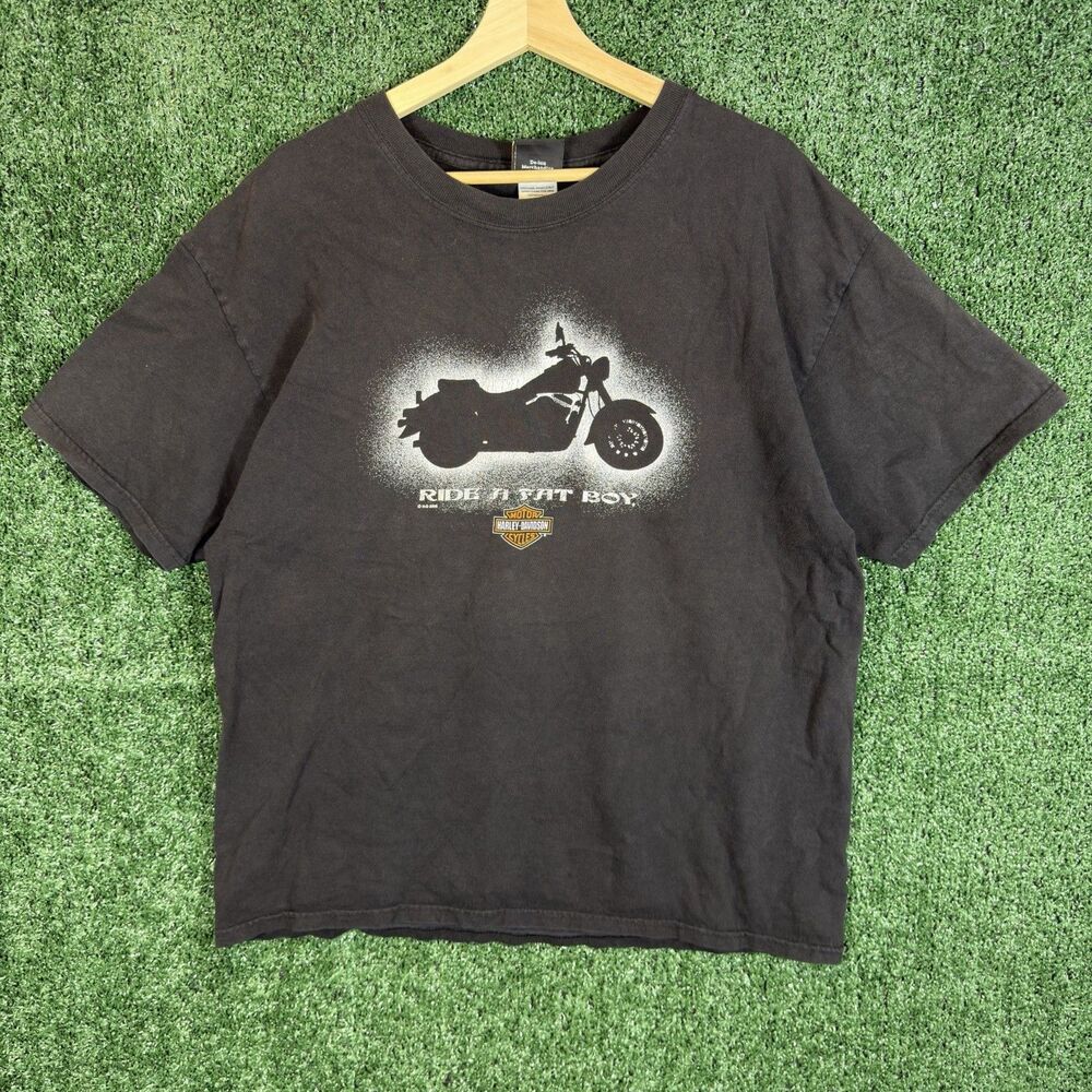 Vintage Harley Davidson “Ride a Fat Boy” T Shirt Men’s Size XL 2005 NY Faded Y2K